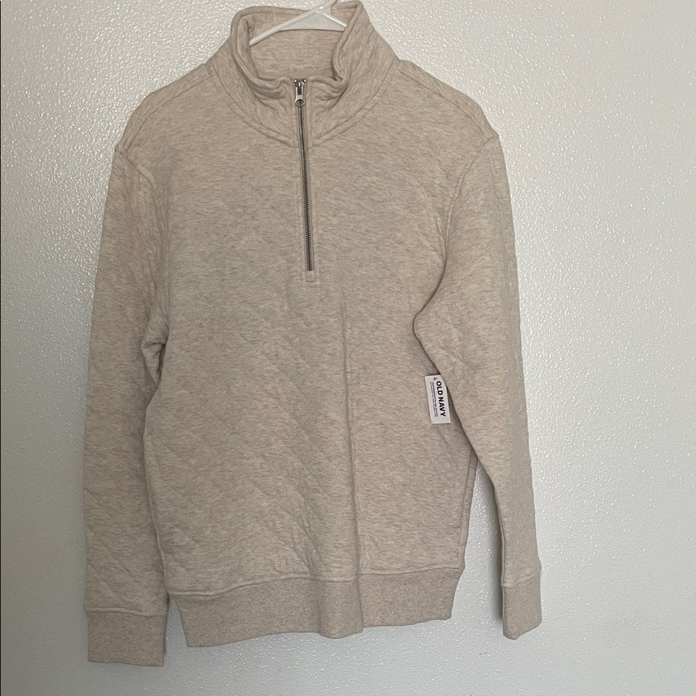 Old Navy Men's Light Beige Zip-Up Sweater